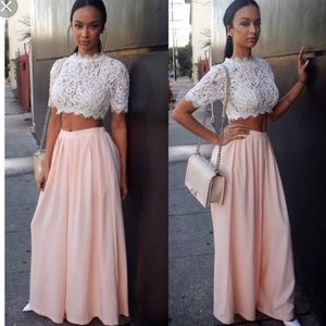 Cream lace crop top